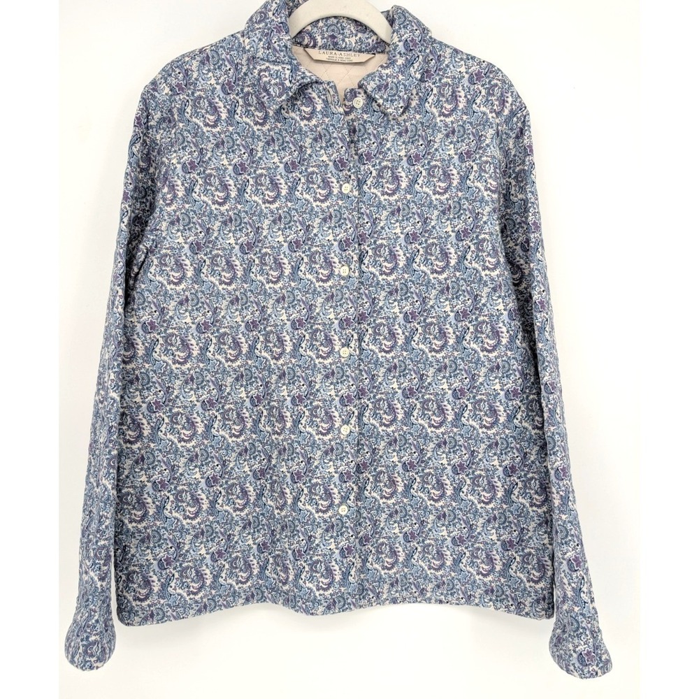 VTG Laura Ashley Quilted Paisley Cotton Jacket Boho Cottage Prairie Floral Large - Picture 2 of 14